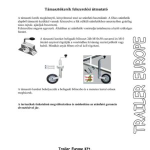 ALFA utánfutó támasztó kerék felszerelési útmutatója