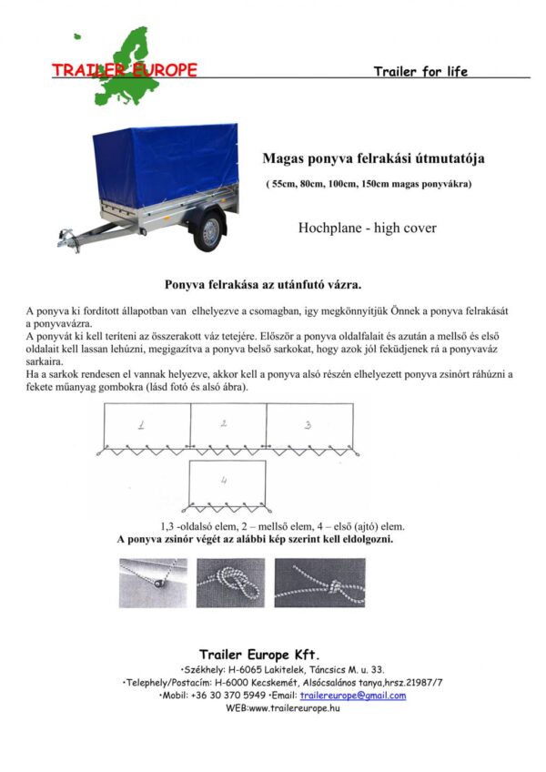 ALFA utánfutók magas ponyvák felrakási útmutatója